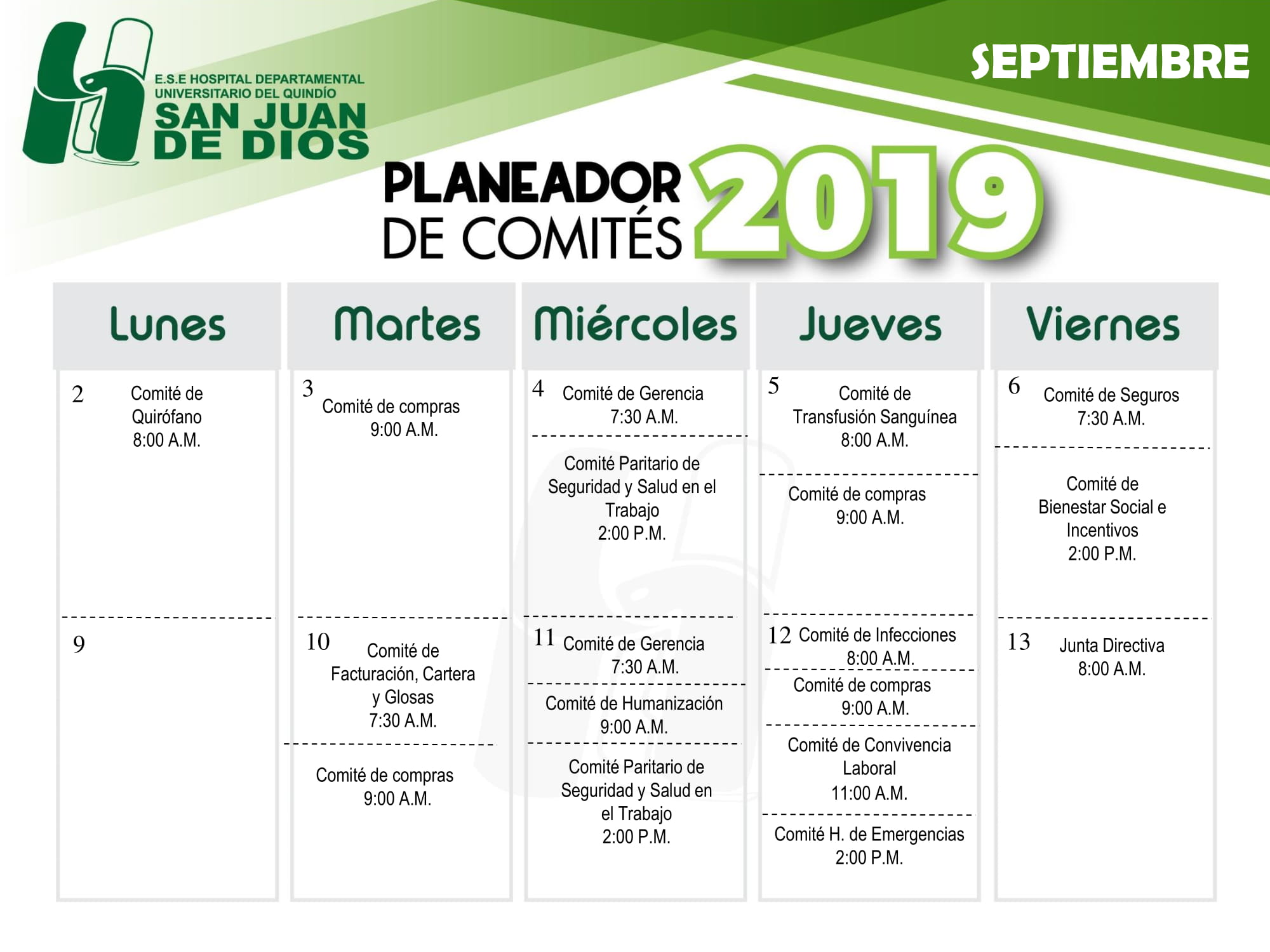 Planeador de comité SEPTIEMBRE 2019 1